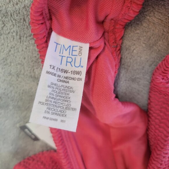Time Tru Womens Swim Bikini Bottom 1X 16W 18W Plus Pink Crinkle Comfy PIN64E - Picture 6 of 8